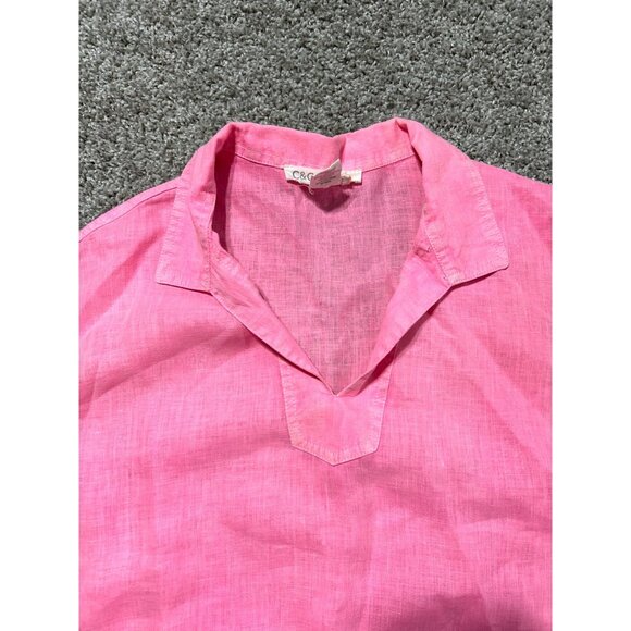 C&C California Women's Size Medium 100% Linen Long Sleeve V-Neck Tunic Top - Picture 6 of 10